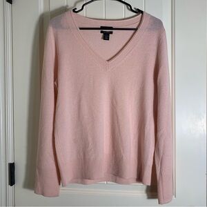 Halogen 100% Cashmere Blush V-Neck Sweater Size Medium